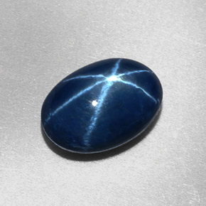 Safira estrela azul natural 2,27ct, corte oval, opaco