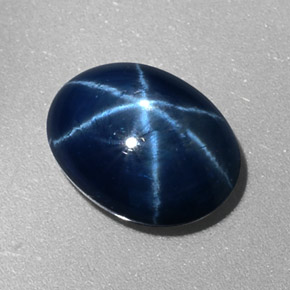 Safira estrela azul natural 2,27ct, corte oval, opaco