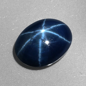 Safira estrela azul natural 2,27ct, corte oval, opaco