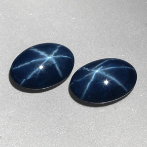 Pedras preciosas de safira estrela azul natural de  ct, corte oval, opaco