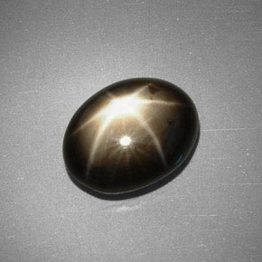 Safira estrela preto natural 5,08ct, corte oval, opaco