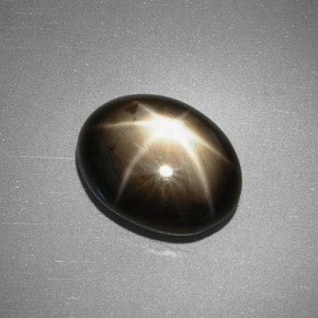 Safira estrela preto natural 5,08ct, corte oval, opaco