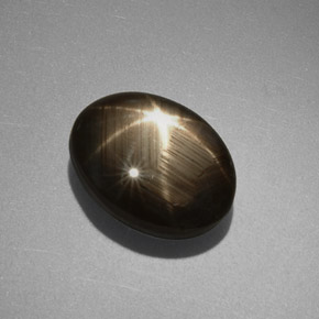 Safira estrela preto natural 6,35ct, corte oval, opaco