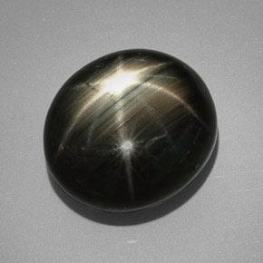 Safira estrela preto natural 32,25ct, corte oval, opaco