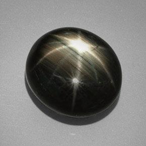 Safira estrela preto natural 32,25ct, corte oval, opaco