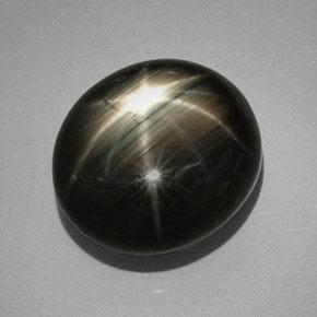 Safira estrela preto natural 32,25ct, corte oval, opaco