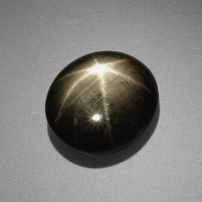 Safira estrela preto natural 9,85ct, corte oval, opaco