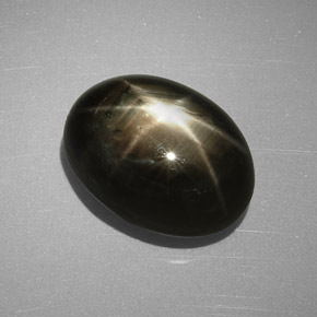 Safira estrela preto natural 9,24ct, corte oval, opaco