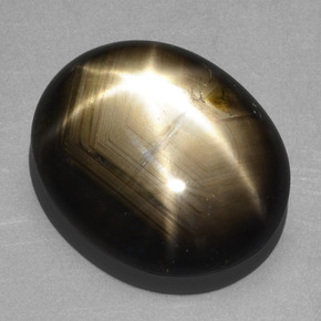 Safira estrela preto natural 20,32ct, corte oval, opaco