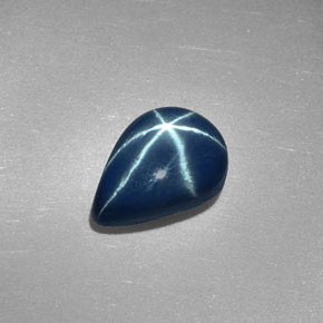 Safira Estrela Azul Natural 2.88ct, Formato de pêra, Opaco
