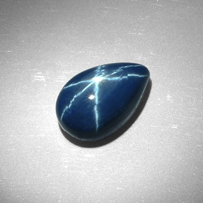 Safira estrela azul natural 7,22ct, formato de pêra, opaco