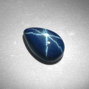 Safira estrela azul natural 7,22ct, formato de pêra, opaco
