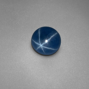 Safira estrela azul natural 0,97ct, corte redondo, opaco