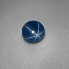 Safira estrela azul natural 0,97ct, corte redondo, opaco