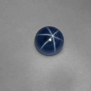 Safira estrela azul natural 1,27ct, corte redondo, opaco
