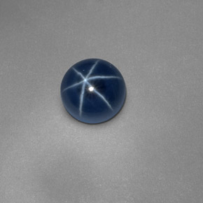 Safira estrela azul natural 1,27ct, corte redondo, opaco