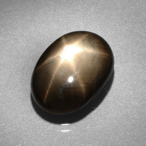 Safira estrela preto natural 6,62ct, corte oval, opaco