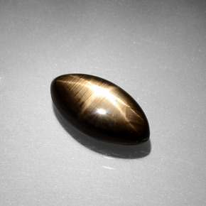 Safira estrela preto natural 3,55ct, marquise, opaco