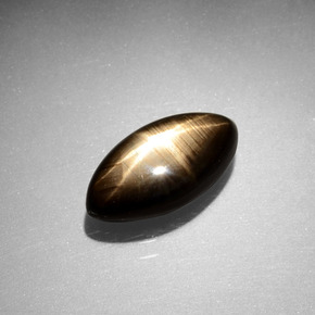 Safira estrela preto natural 3,55ct, marquise, opaco