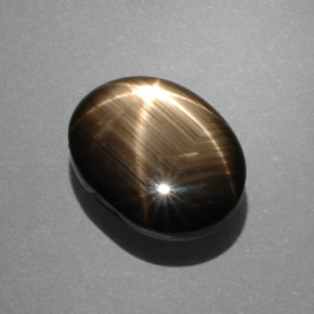 Safira estrela preto natural 7,53ct, corte oval, opaco