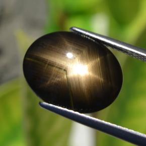 Safira estrela preto natural 6,32ct, corte oval, opaco