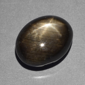 Safira estrela preto natural 10,43ct, corte oval, opaco