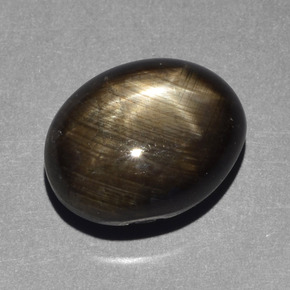 Safira estrela preto natural 10,43ct, corte oval, opaco