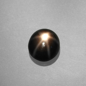 Safira estrela preto natural 1,09ct, corte redondo, opaco