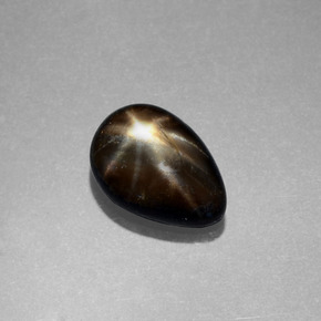Safira estrela preto natural 2,34ct, formato de pêra, opaco