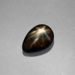 Safira estrela preto natural 2,34ct, formato de pêra, opaco