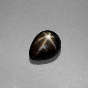 Safira estrela preto natural 1,79ct, formato de pêra, opaco