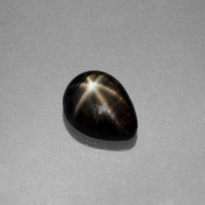 Safira estrela preto natural 1,79ct, formato de pêra, opaco