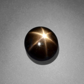 Safira estrela preto natural 2,49ct, corte redondo, opaco