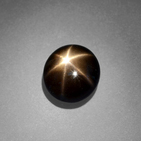 Safira estrela preto natural 2,49ct, corte redondo, opaco
