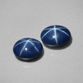Pedras preciosas de safira estrela azul natural de  ct, corte oval, opaco