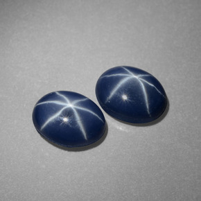 Pedras preciosas de safira estrela azul natural de  ct, corte oval, opaco