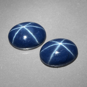 Pedras preciosas de safira estrela azul natural de  ct, corte oval, opaco