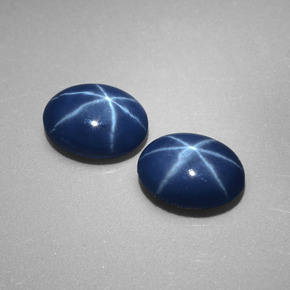 Pedras preciosas de safira estrela azul natural de  ct, corte oval, opaco