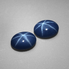 Pedras preciosas de safira estrela azul natural de  ct, corte oval, opaco