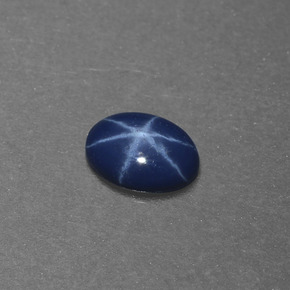 Safira estrela azul natural 0,46ct, corte oval, opaco