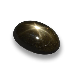 Safira estrela preto natural 1,79ct, corte oval, opaco
