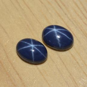 Pedras preciosas de safira estrela azul natural de  ct, corte oval, opaco