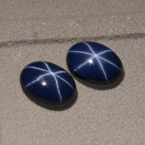 Pedras preciosas de safira estrela azul natural de 2,11 ct, corte oval, opaco