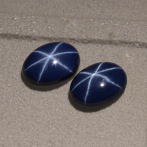 Pedras preciosas de safira estrela azul natural de 2,11 ct, corte oval, opaco
