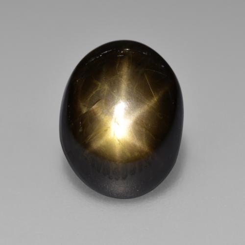 Safira estrela preto natural 4,65ct, corte oval, opaco