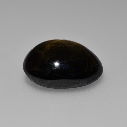Safira estrela preto natural 4,65ct, corte oval, opaco