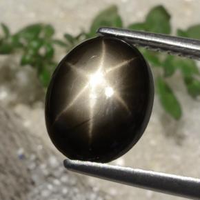 Safira Estrela Preto Natural 3.05ct, Corte Oval, Opaco
