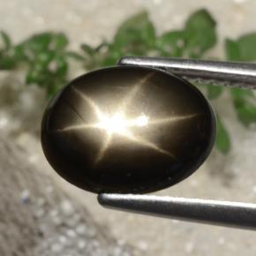 Safira Estrela Preto Natural 3.05ct, Corte Oval, Opaco
