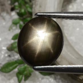 Safira estrela preto natural 2,94ct, corte oval, opaco