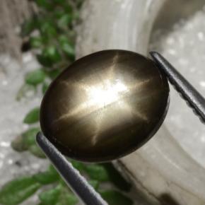 Safira estrela preto natural 2,94ct, corte oval, opaco